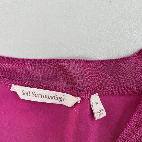 Soft Surroundings Alita Tunic Top Womens Medium Magenta V Neck Slinky Viscose - Picture 13 of 15
